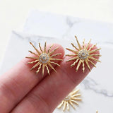 2PCS 14k Plated Sun Pendant with Zircon Earring DIY Kit