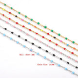 2 Meters Stainless Steel Chain with Colorful Enamel Beads for Jewelry Making