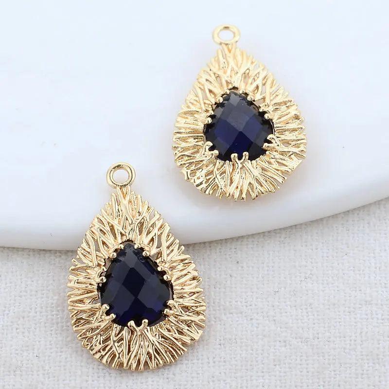 14K Brass Zircon Drop Pendants Jewelry Making Supplies
