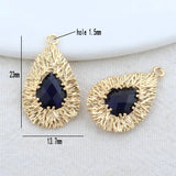 14K Brass Zircon Drop Pendants Jewelry Making Supplies