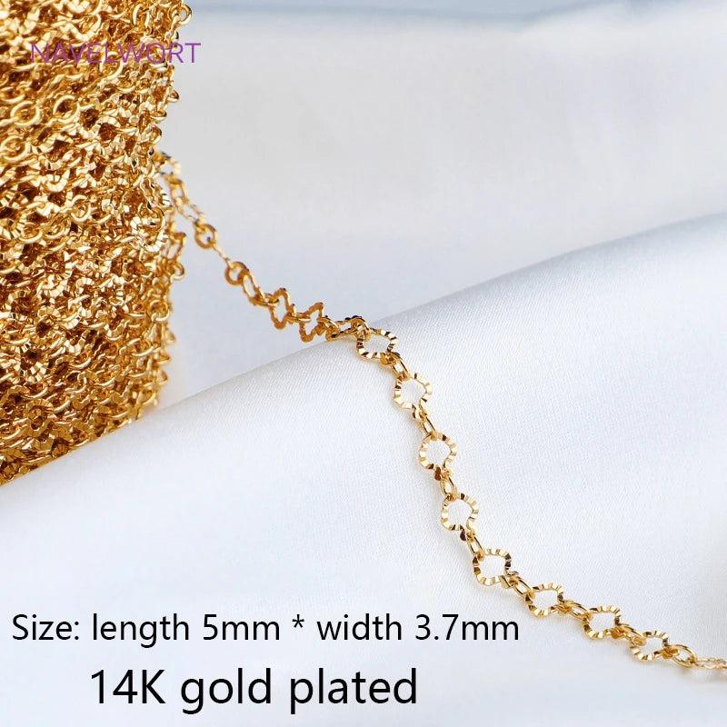 14K Plated Embossed O Shape Chain Rhombus Pattern Link Chains Bulk