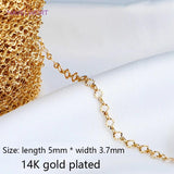 14K Plated Embossed O Shape Chain Rhombus Pattern Link Chains Bulk