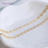 14K Plated Embossed O Shape Chain Rhombus Pattern Link Chains Bulk
