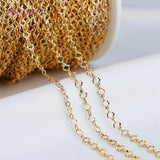 14K Plated Embossed O Shape Chain Rhombus Pattern Link Chains Bulk