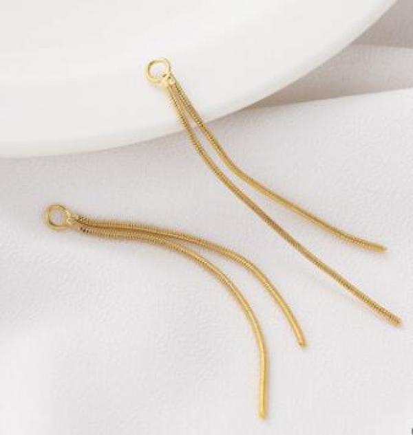 6PCS Copper Plating Chain Tassel Charms Pendant for DIY Long Drop Jewelry