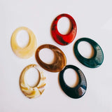 Acrylic Mixed Colors Eardrop Oval Charms 10pcs