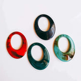 Acrylic Mixed Colors Eardrop Oval Charms 10pcs