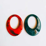 Acrylic Mixed Colors Eardrop Oval Charms 10pcs