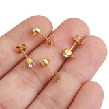 20pcs Stainless Steel Rhinestone Ball Earring Post Stud with Loop Jewelry Making