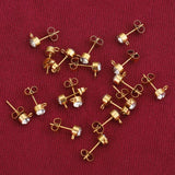 20pcs Stainless Steel Rhinestone Ball Earring Post Stud with Loop Jewelry Making