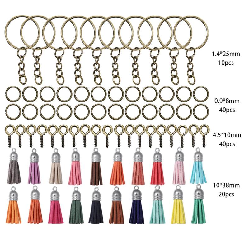 110Pcs Jewelry Making Kit Keychain Leather Tassels