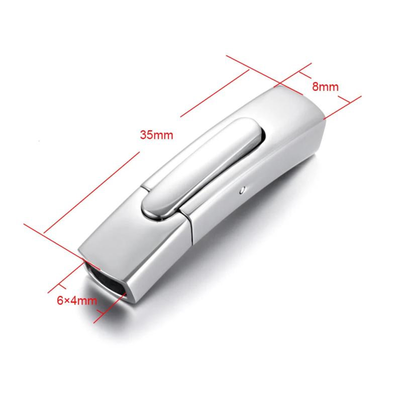 Stainless Steel Bayonet Clasp Push Lock Closure DIY Leather Bracelet