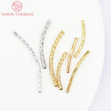 20PCS 2x20MM 24K Plated Brass Curved Tube for Bracelet Making