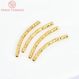 20PCS 2x20MM 24K Plated Brass Curved Tube for Bracelet Making