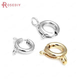 20PCS 5MM 6MM 7MM 24K Brass Spring Round Clasps Necklace Findings