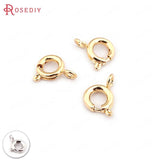 20PCS 5MM 6MM 7MM 24K Brass Spring Round Clasps Necklace Findings