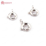 20PCS 5MM 6MM 7MM 24K Brass Spring Round Clasps Necklace Findings