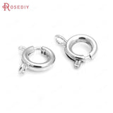 20PCS 5MM 6MM 7MM 24K Brass Spring Round Clasps Necklace Findings