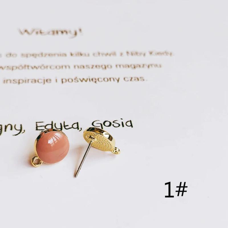 Enamel Alloy Round Stud Earring Components for DIY Jewelry 10pcs
