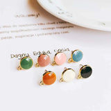 Enamel Alloy Round Stud Earring Components for DIY Jewelry 10pcs