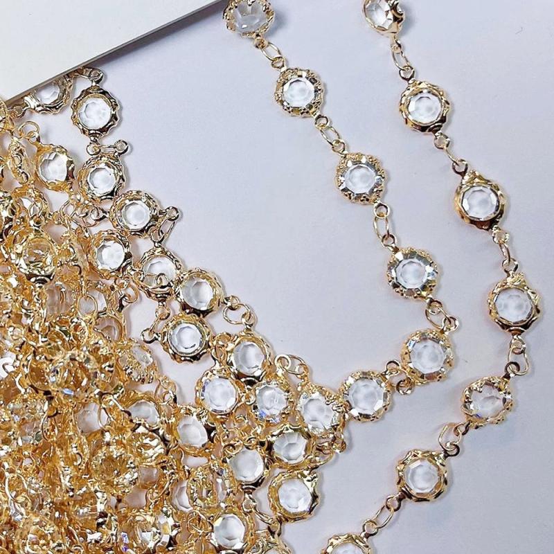 1m 6mm Glass Beads Chain Transparent Crystal Bead KC Necklace Chains