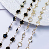 1m 6mm Glass Beads Chain Transparent Crystal Bead KC Necklace Chains