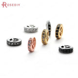 6PCS Brass Zircon Round Spacer Beads Bracelets Jewelry Making Diy Findings