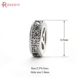 6PCS Brass Zircon Round Spacer Beads Bracelets Jewelry Making Diy Findings