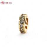 6PCS Brass Zircon Round Spacer Beads Bracelets Jewelry Making Diy Findings