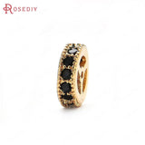 6PCS Brass Zircon Round Spacer Beads Bracelets Jewelry Making Diy Findings