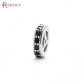 6PCS Brass Zircon Round Spacer Beads Bracelets Jewelry Making Diy Findings