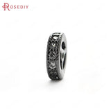 6PCS Brass Zircon Round Spacer Beads Bracelets Jewelry Making Diy Findings