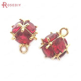 6PCS Zircon Champagne Brass Cube Charms Pendants
