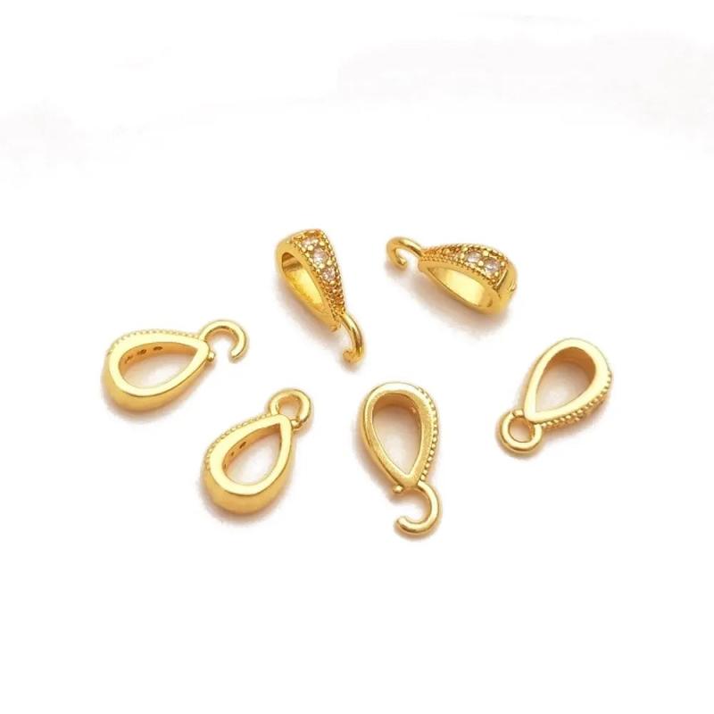 4PCS 18k Plated Zircon Pendant Findings Necklace Charms DIY Jewelry Making