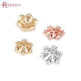 10PCS 6MM 8MM Brass Zircon Snowflake Flower Beads Caps Jewelry Making Supplies
