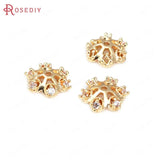 10PCS 6MM 8MM Brass Zircon Snowflake Flower Beads Caps Jewelry Making Supplies