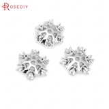 10PCS 6MM 8MM Brass Zircon Snowflake Flower Beads Caps Jewelry Making Supplies