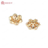 10PCS 6MM 8MM Brass Zircon Snowflake Flower Beads Caps Jewelry Making Supplies