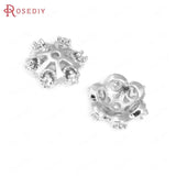10PCS 6MM 8MM Brass Zircon Snowflake Flower Beads Caps Jewelry Making Supplies