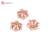 10PCS 6MM 8MM Brass Zircon Snowflake Flower Beads Caps Jewelry Making Supplies