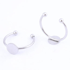 10pcs Stainless Steel Ring Blanks 8mm Circle Pad Bezels For DIY Jewelry