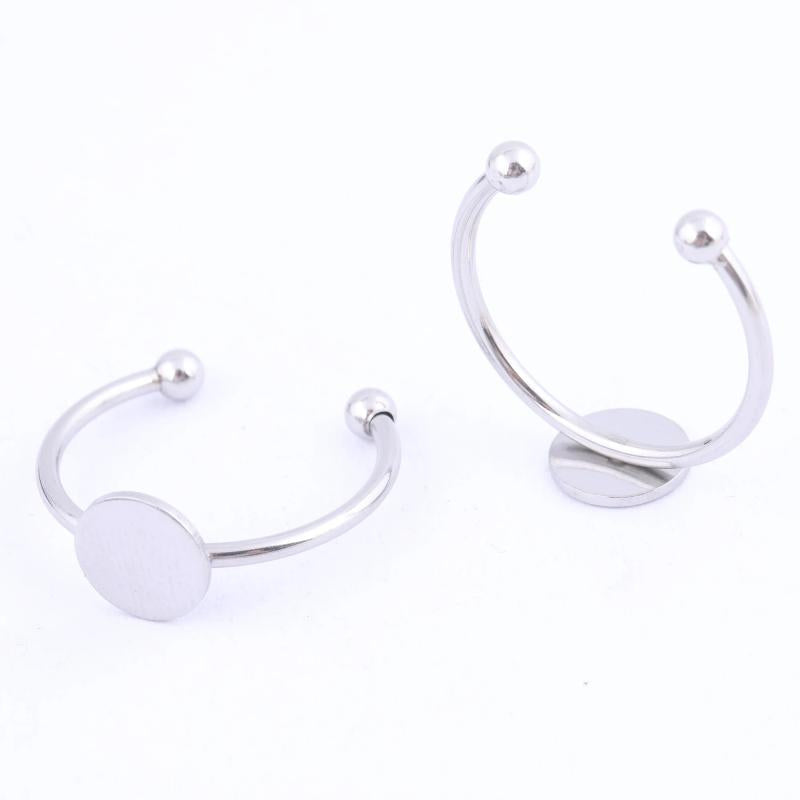 10pcs Stainless Steel Ring Blanks 8mm Circle Pad Bezels For DIY Jewelry