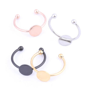 10pcs Stainless Steel Ring Blanks 8mm Circle Pad Bezels For DIY Jewelry
