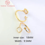 2PCS 20.5MM 24K Brass & Shell Adjustable Ring DIY Jewelry Findings