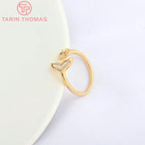 2PCS 20.5MM 24K Brass & Shell Adjustable Ring DIY Jewelry Findings