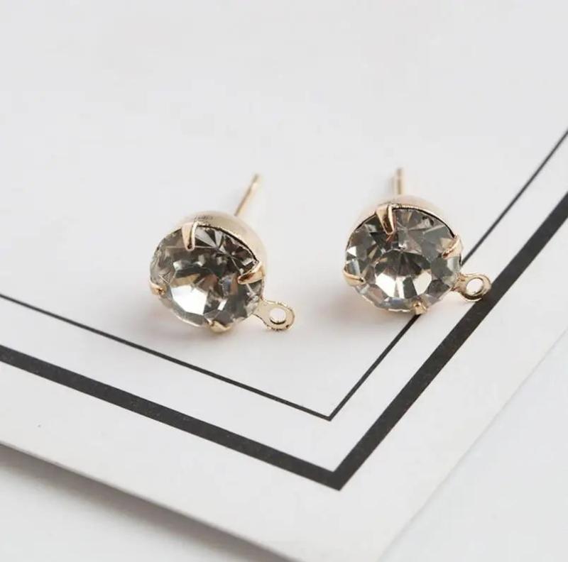 100pcs KG Rhodium Crystal Earring Studs DIY Jewelry Finding
