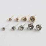100pcs KG Rhodium Crystal Earring Studs DIY Jewelry Finding