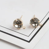 100pcs KG Rhodium Crystal Earring Studs DIY Jewelry Finding