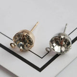 100pcs KG Rhodium Crystal Earring Studs DIY Jewelry Finding