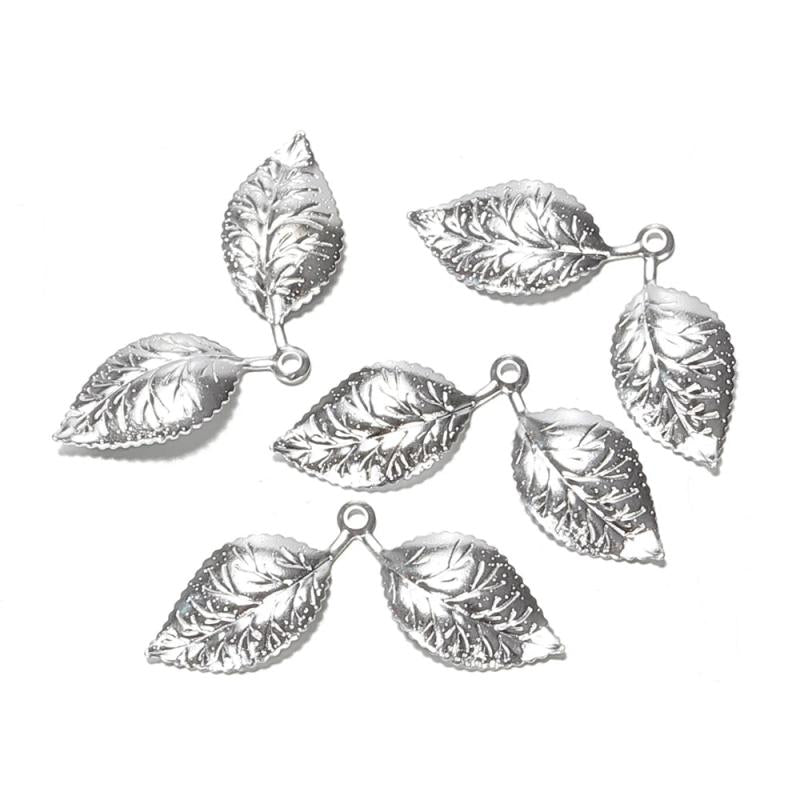 50pcs 13x32mm Leaves Charms for DIY Earrings Tree Leaf Pendants